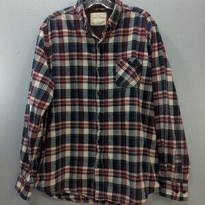 Weatherproof Vintage Women's Large Blue & Maroon Plaid Long Sleeve Flannel‎ L10